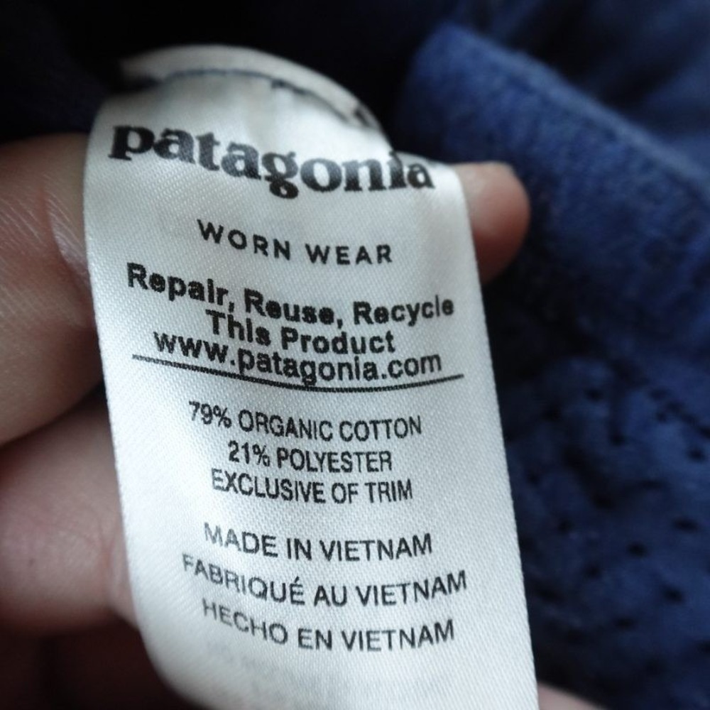 Patagonia Jacket Womens S Blue Organic Cotton Quilt Hoody Quilted Full Zip Hike - Picture 9 of 11